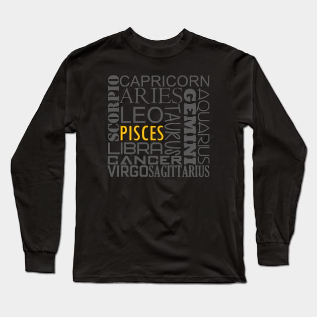 Pisces Zodiac Montage Long Sleeve T-Shirt by inotyler